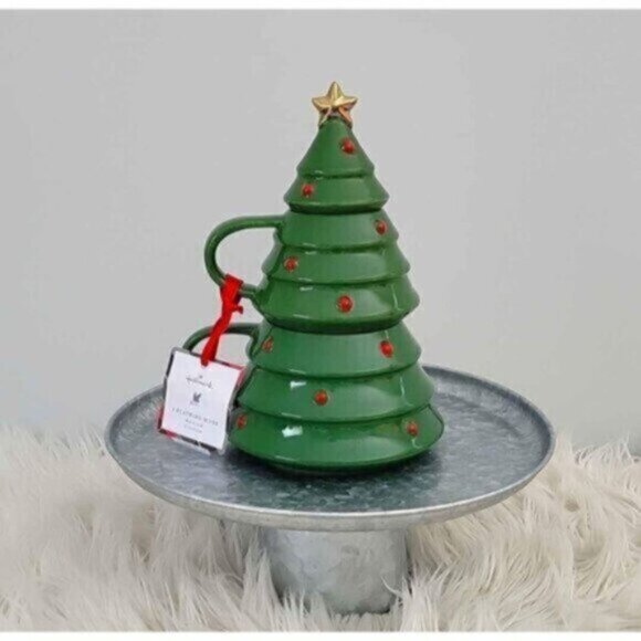 Hallmark Holiday Christmas Tree Stacking Mugs Set NWT - Picture 1 of 6